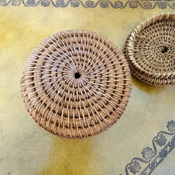 Coil Wicker Boho Baskets Set of 3 Storage Organize Handwoven Hanging Purse - Picture 8 of 12